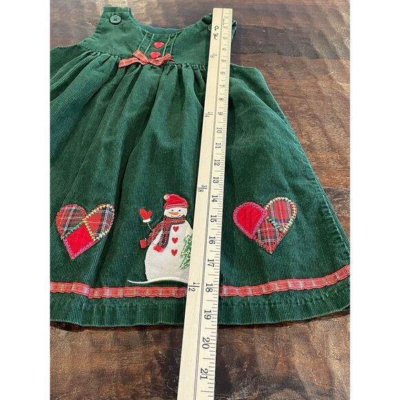 Vintage Corduroy Christmas Jumper Overall Dress Little Girl - Size 24 Months - Picture 6 of 8